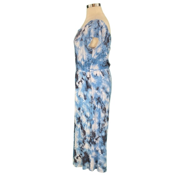 Torrid Blue Tie Dye Off The Shoulder Super Soft Knits Culotte Jumpsuit - Picture 13 of 15